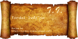 Tordai Ivána névjegykártya